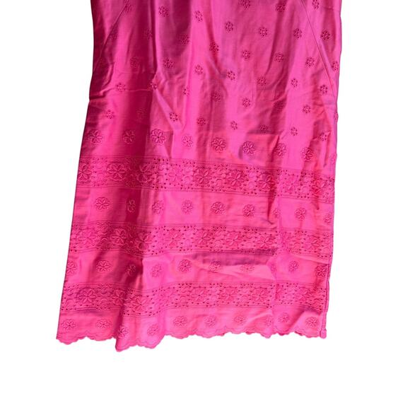 Vintage 60s MOD MCM Eyelet Mini Dress Embroidered Handmade Hot Pink Size M - Picture 5 of 5